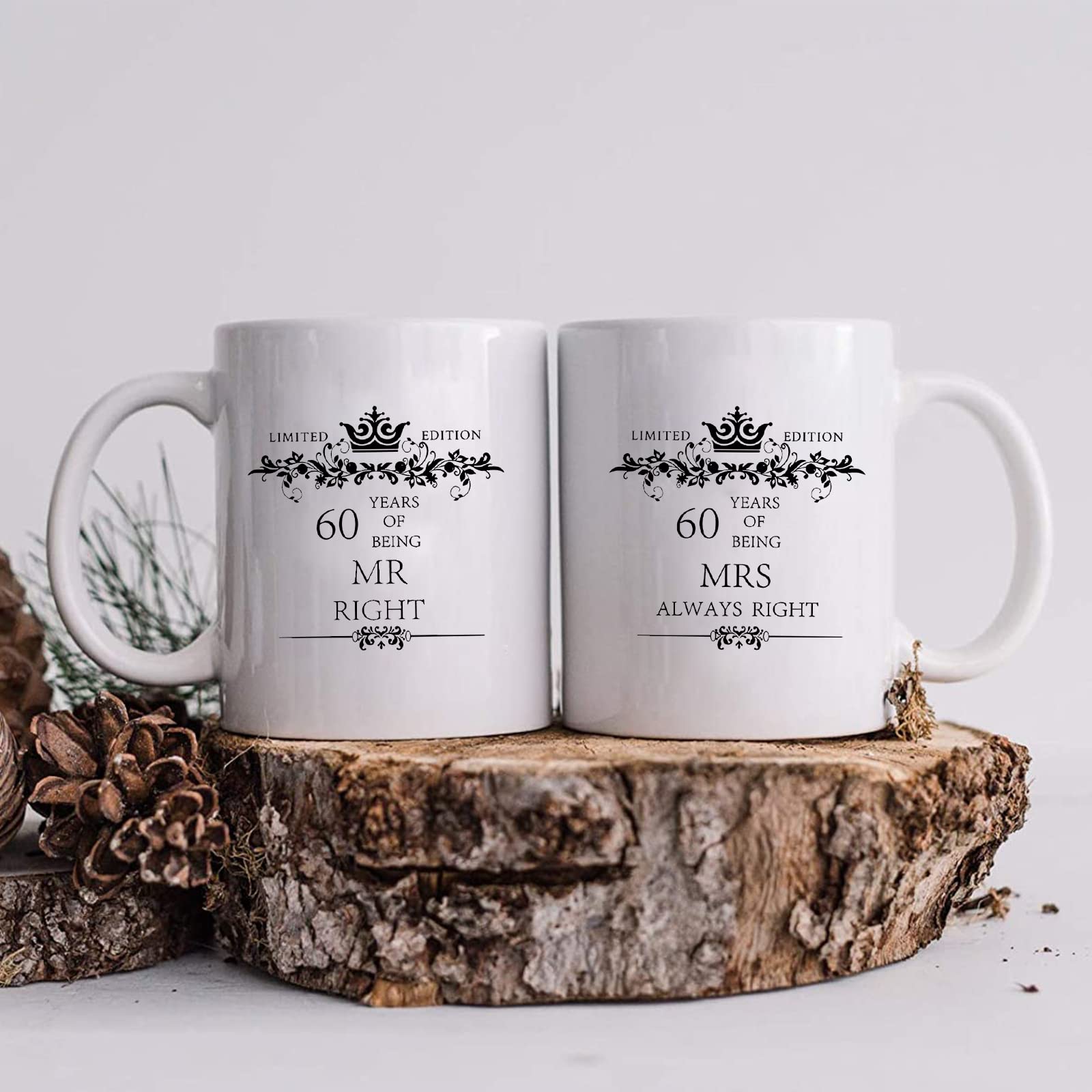 Amazon.com: WOHR 60th Anniversary Mugs for Couple 60th Wedding Gifts for  Parents Anniversary Couple Mugs Set 60th Couples Mugs Gag Gift Ideas for  Wife Husband Ceramic Coffee Cups Mr Mrs 11oz 2-pack :