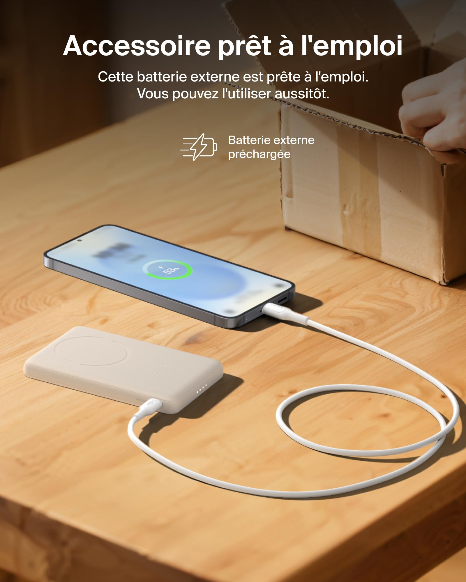 Belkin BoostCharge Batterie Externe Magnétique 5 000 mAh - Beige