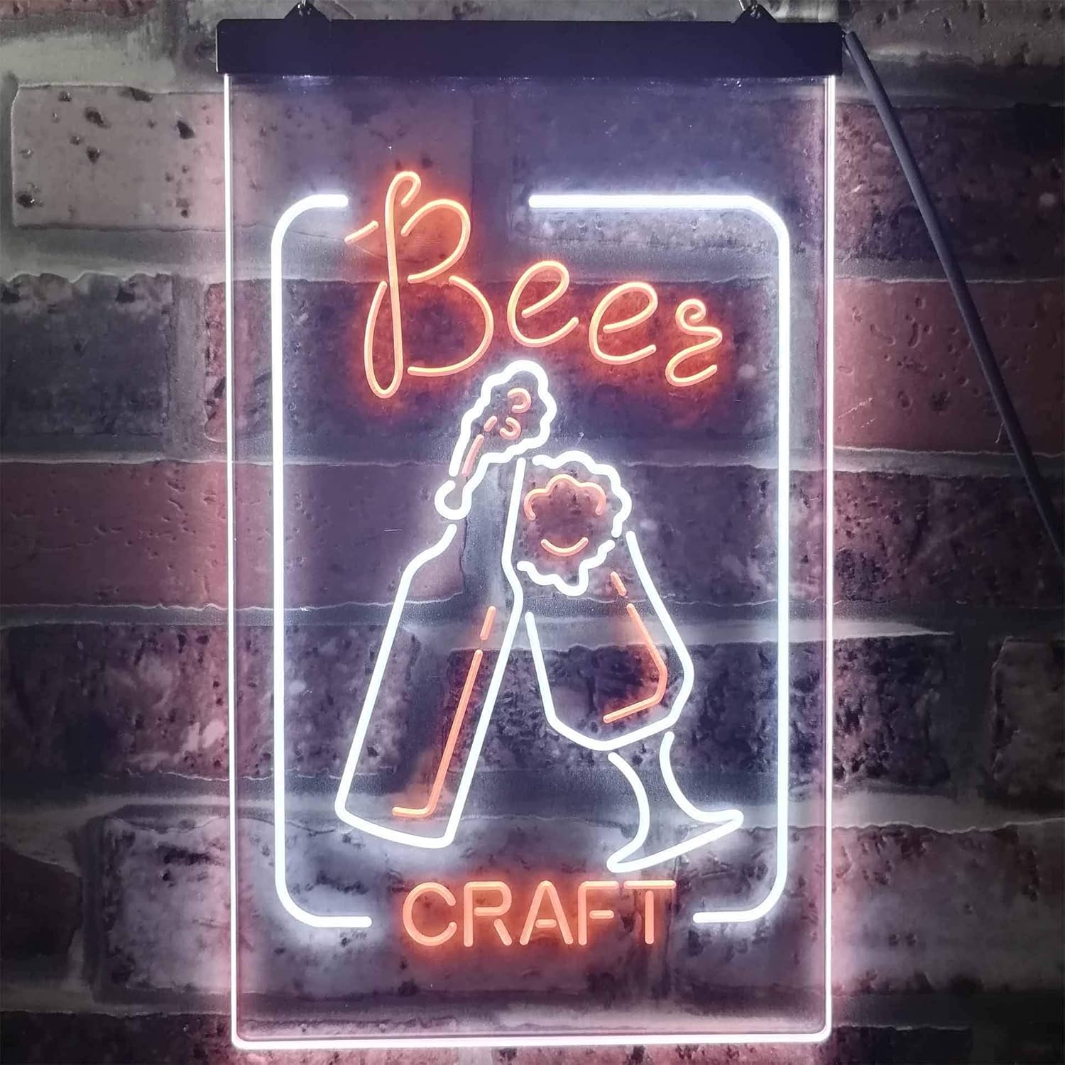 ADVPRO Craft Beer Bar Man Cave Garage Display Dual Color LED Neon Sign White & Orange 8.5" x 12" st6s23-i2270-wo
