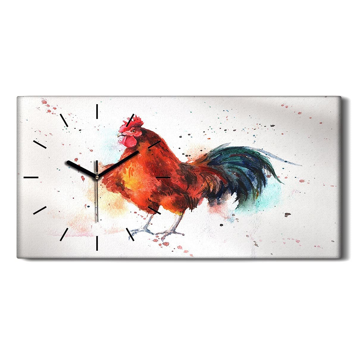 Horloge sur toile oiseau coloré pour décoration salon et chambre sans tic-tac