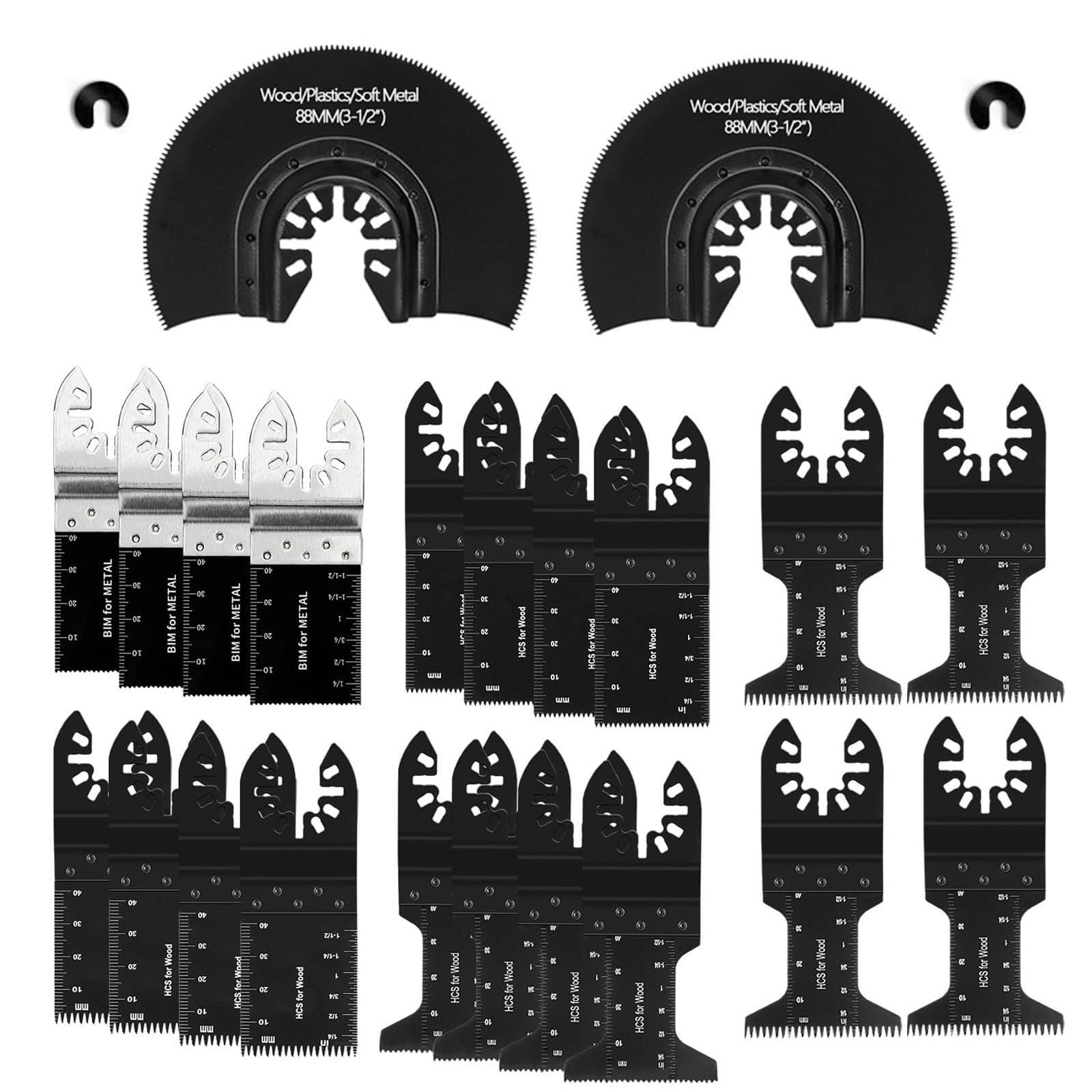 24PCS Oscillating Multi Tool Accessories, Universal Quick Release Oscillating Saw Blades for Wood & Metal