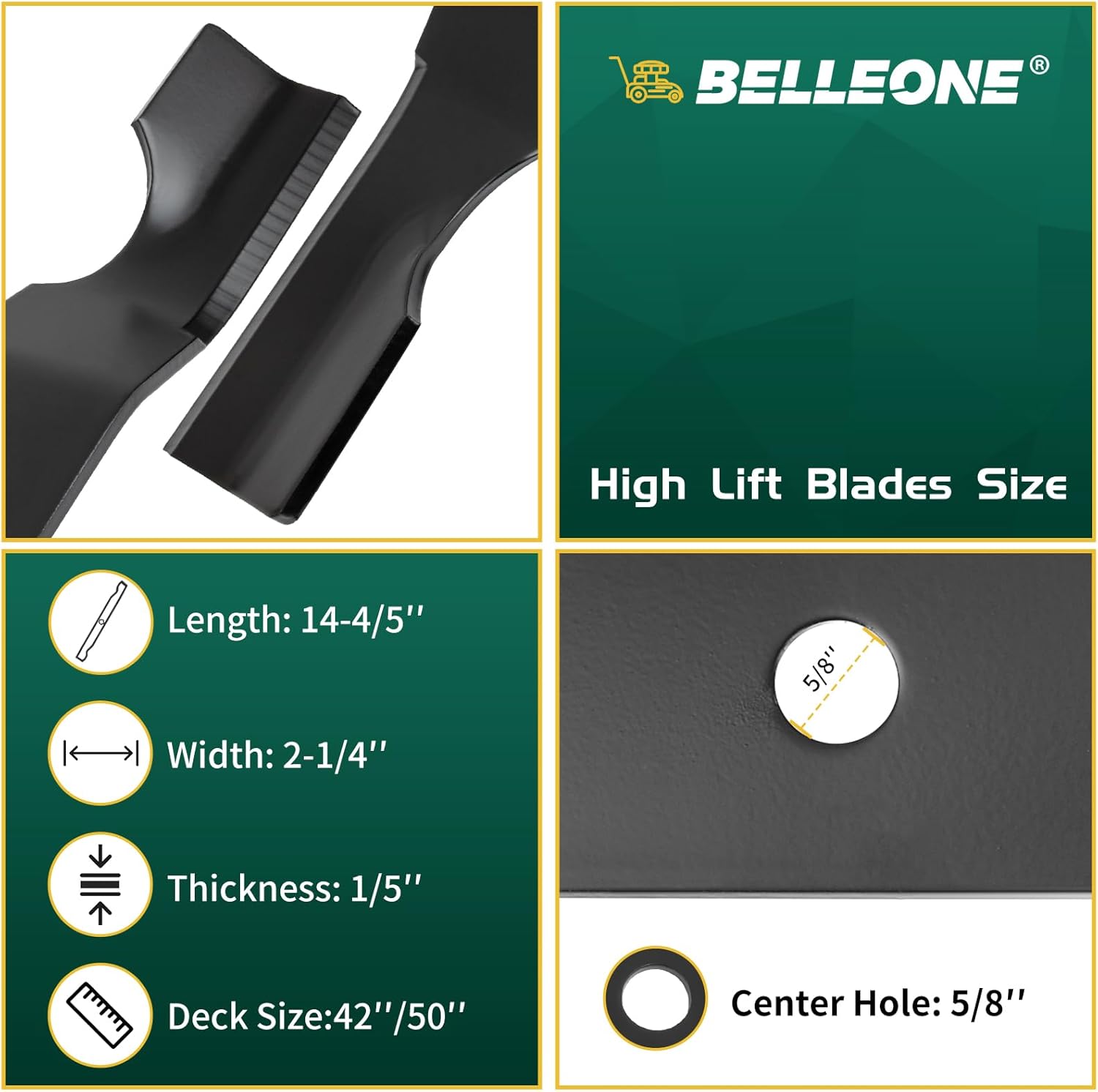 Belleone 04265400 Mower Blades Compatible with Gravely 42" ZT Zero Turn Mower Decks, Fit for A riens Zoom 915159 915171, Replace 1134-9210-01, 3 Pack