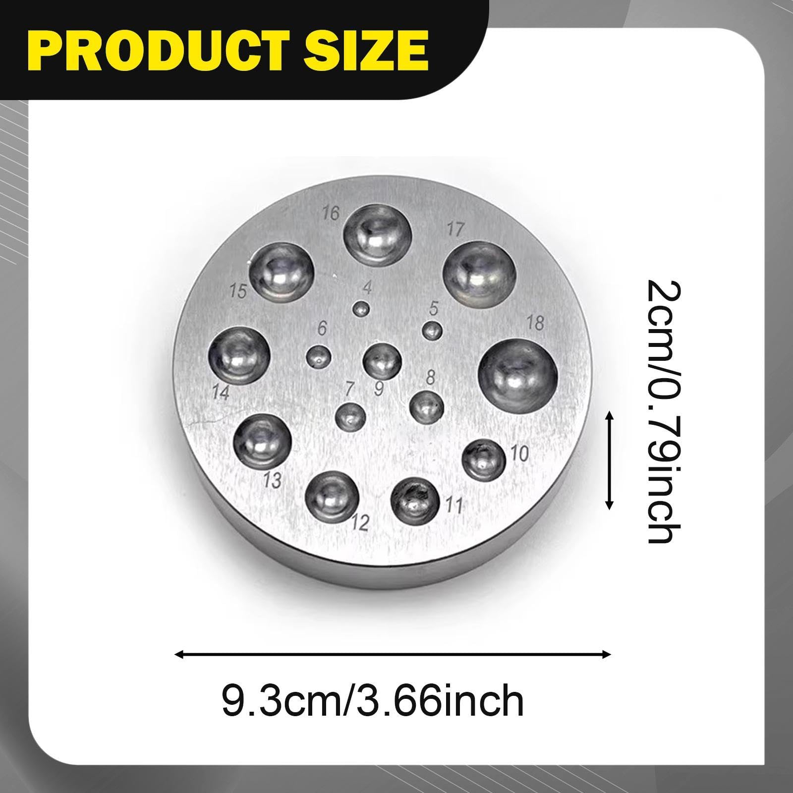 Harilla Dapping Doming Block Set in Acciaio per Formatura Metallo Utensili per Gioiellieri Set di Punzoni Accessori per Modellatura Artigianale Materiale Resi, 15 Buche