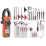 PowerBear Digital Clamp Meter Multimeter & 29PCS Test Leads Kit with Replaceable Wire Piercing Test Probes&comma; 6000 Counts for AC&sol;DC Current & Voltage