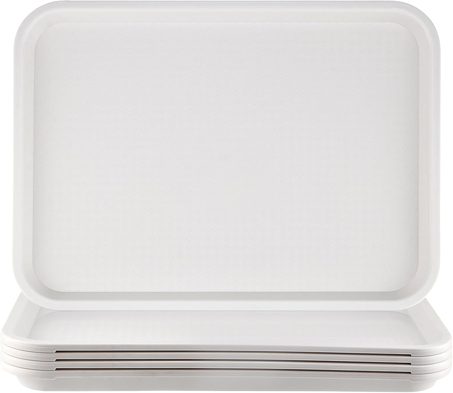 5 Pack Plastic Fast Food Tray, 14 x 10 Inch Plastic Cafeteria Trays with Textured Surface, Rectangular Fast Food Serving Trays for Serving and Carrying Food in Restaurant Cafeteria, White
