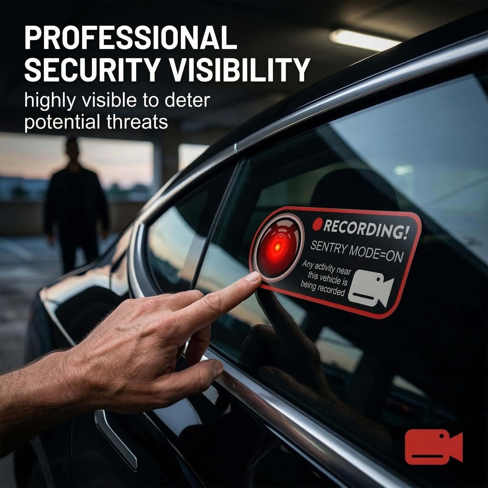 Juego de 8 pegatinas para cámaras de vigilancia de coches - Señalización de seguridad disuasoria - Alarma y protección de vídeo para taxis, camiones y autobuses