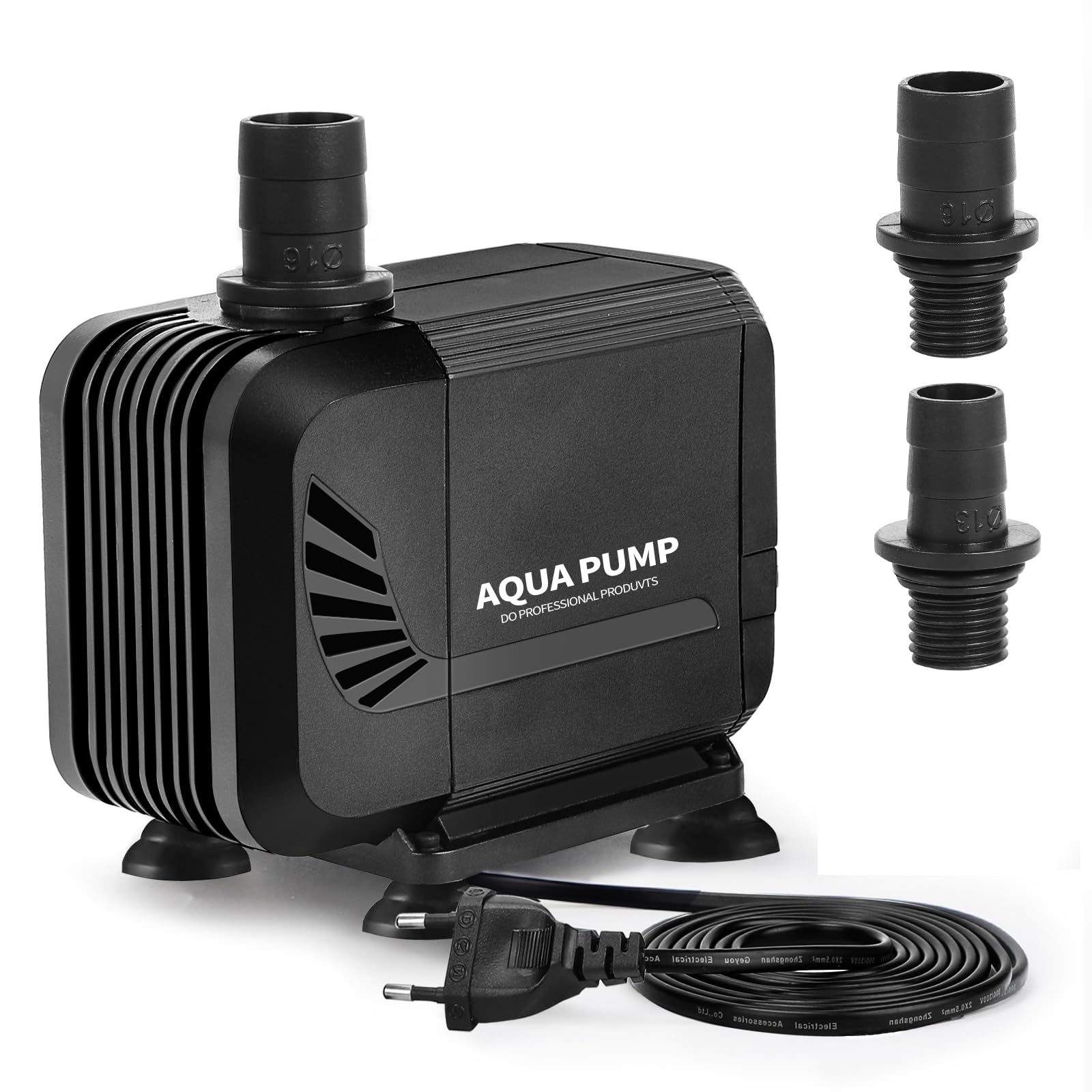 SWAWIS Pompa Acquario Pompa Laghetto 1500L/H 15W Mini Pompa Acqua Ultra-Quiet per Acquario Fontana con 2 Ugello 13mm/16mm