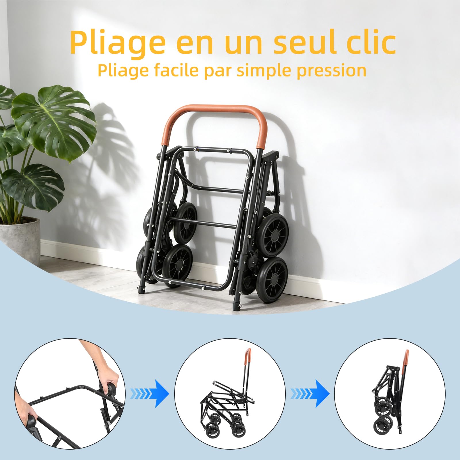OHMG Poussette Double pour Chien, Pliable Poussette pour 2 Animaux Jusqu'à 16 kg, Transporteur pour Chats avec Coussins et Porte-gobelet, sac de Transport pour Cage pour Chien, 4 PCS Roues