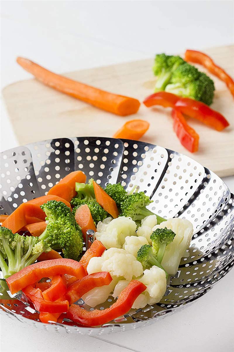 Panier Vapeur Inox - Grande Capacité - Pour Cuisson Vapeur Légumes, Poissons - 8