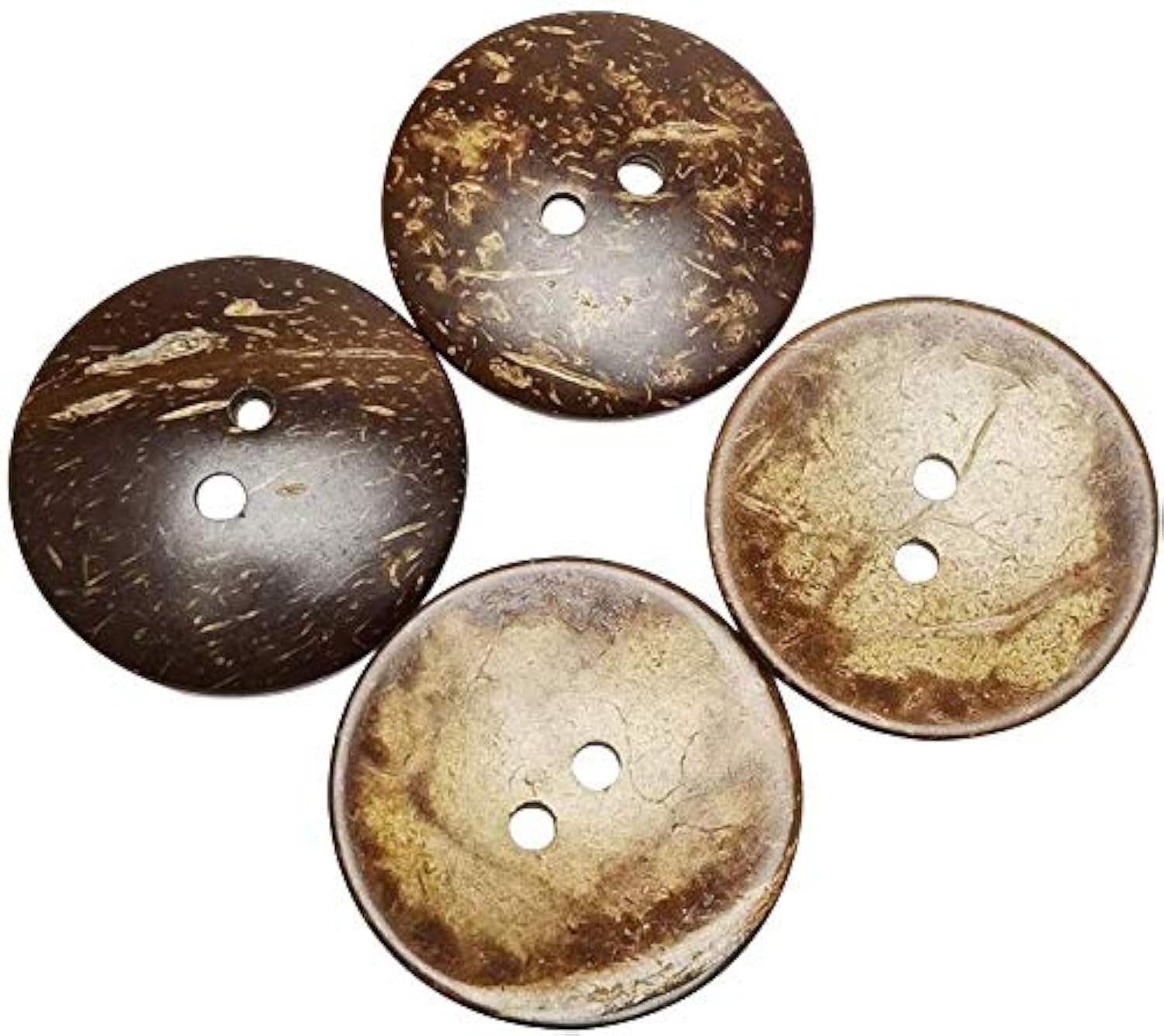 Amornphan 10 Bottoni Grandi In Legno Naturale Di Noce Di Cocco, 50 Mm, 2 Fori, Per Artigianato, Fai Da Te, Abbigliamento, Cucito (50 Mm, 10 Pezzi)-image