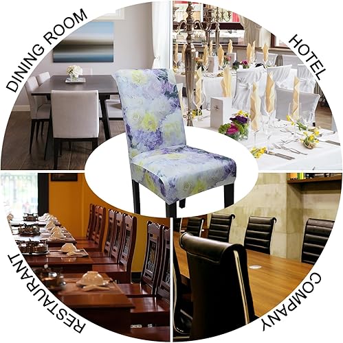 Miniatura 8 de Keyroal Juego de 4 fundas para sillas de comedor, elásticas de color sólido, fundas protectoras para sillas Parsons, de elastano, extraíbles y