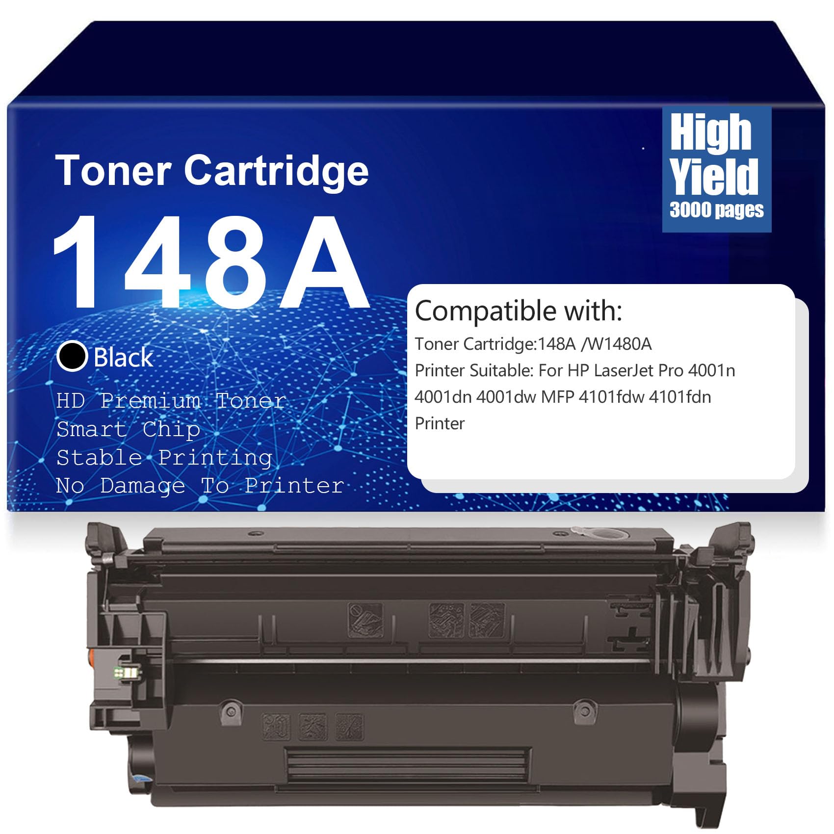 W1480A Cartouche De Toner Noir Haute Capacité Pour HP Laserjet Pro 4001n 4001dn 4001dw MFP 4101fdw 4101fdn Imprimantes, Claires Et Durables,4*Black