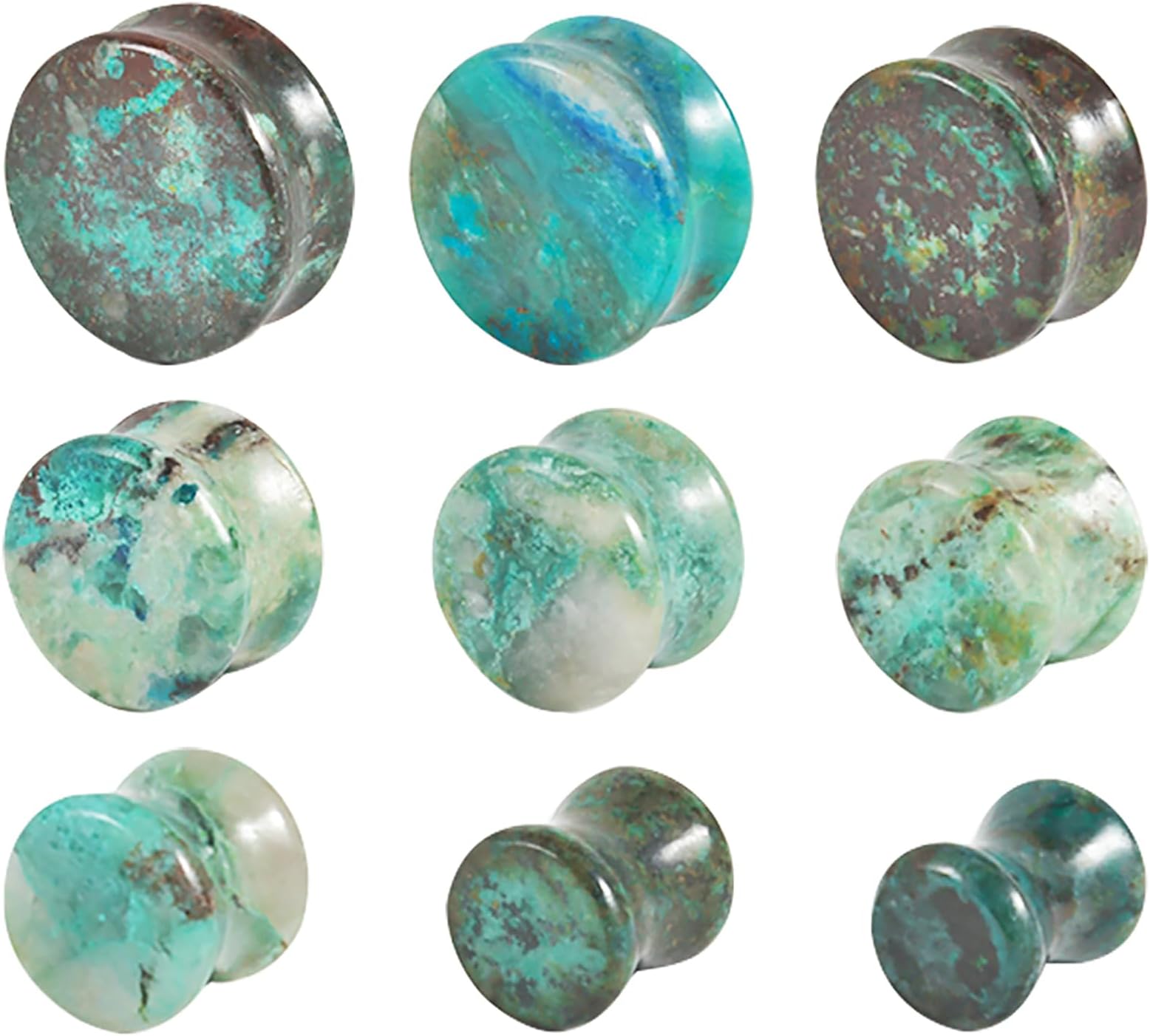 CHUANCI 1Pair Natural Phoenix Stone Saddle Plugs Double Ear For Men Women Ear Plugs Tunnel Gauges Piercing Expander Body Piercing Jewelry 6mm-25mm