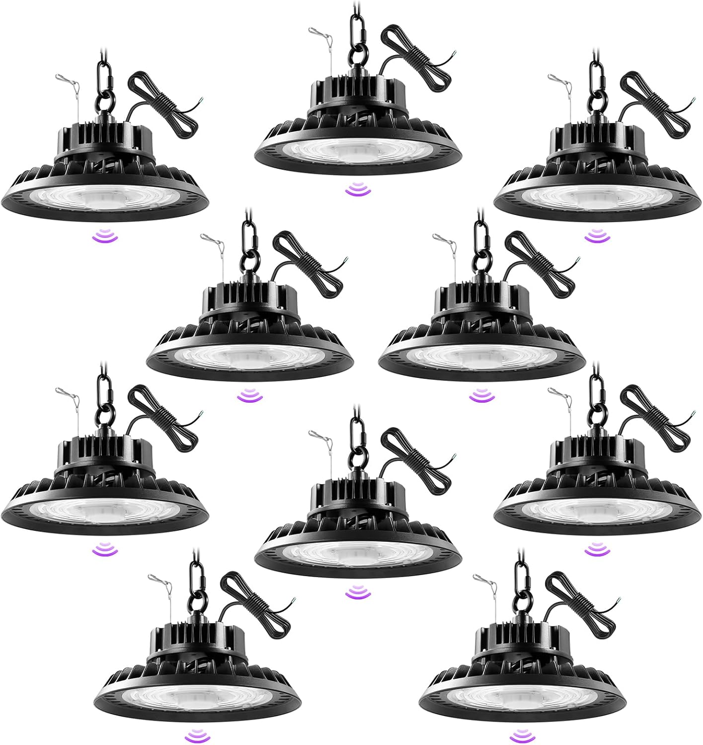 Sararoom 10Packs 150W UFO LED High Bay Light with Motion Sensor, 5000K
