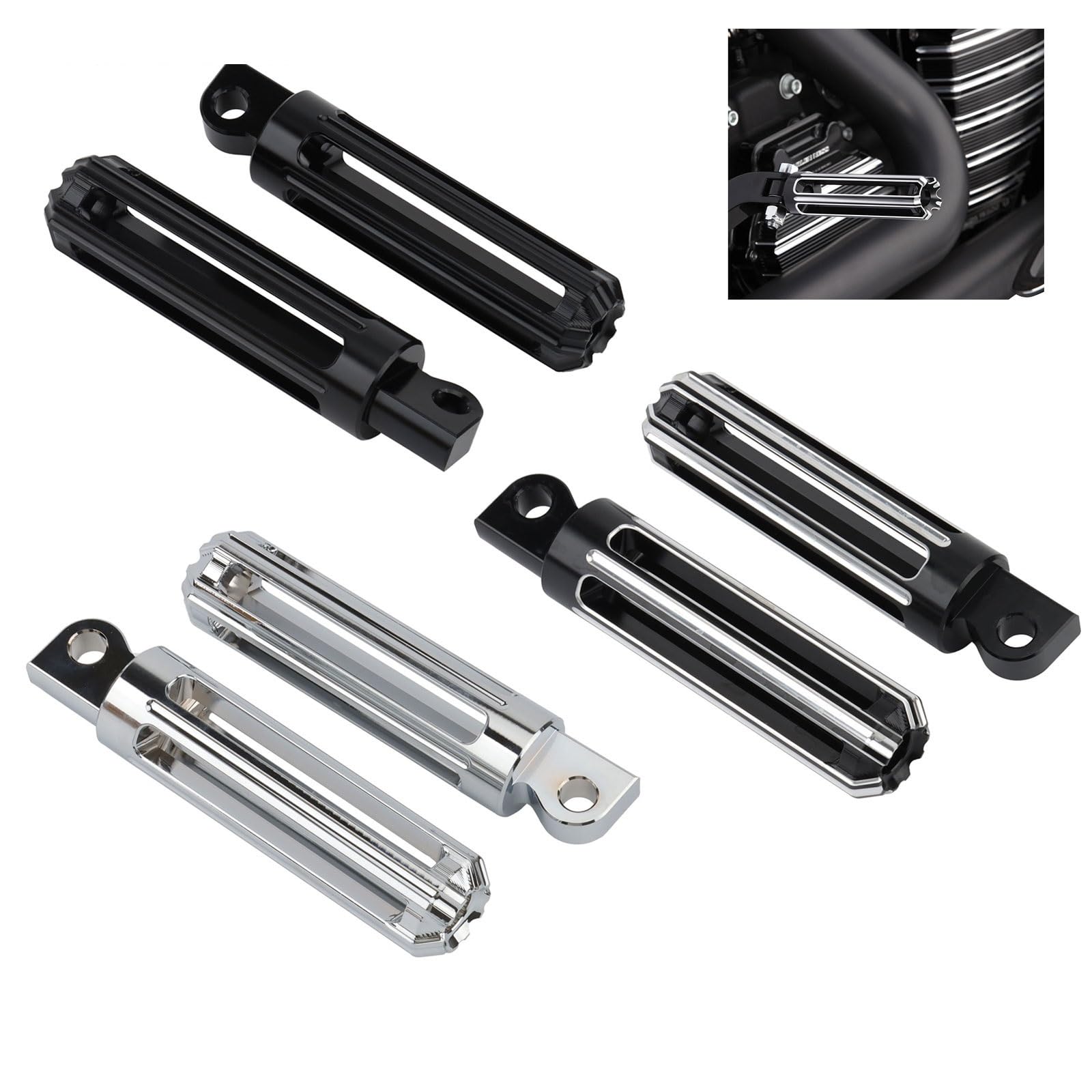 Estriberas Moto Pedal del reposapiés de la clavija del pie trasero delantero de la motocicleta de montaje macho ReposapiéS Para Moto (Color : Black White D)