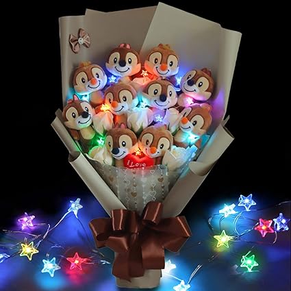 Amazon チップとデール プーさん ディズニー かわいい ぬいぐるみ 花束 キャラクター グッズ ブーケ 枯れない花 誕生日 入学 卒業祝い 結婚記念日 プレゼント 花束 オンライン通販