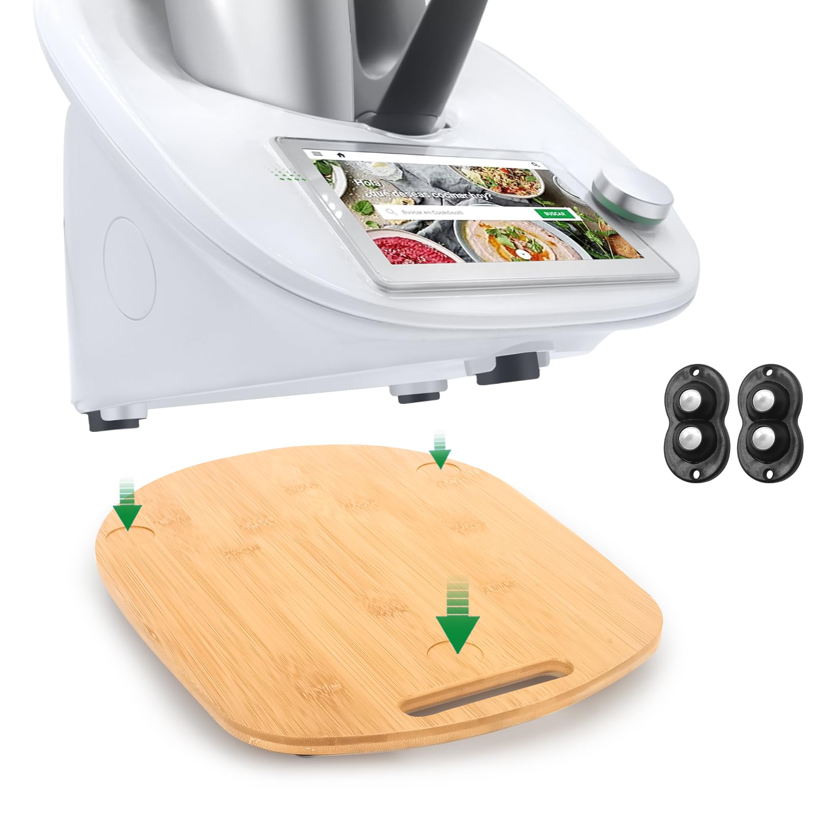 BJNN Glijplank voor Thermomix TM6/TM5, plank voor Thermomix met wielen, licht glijdende bamboe rolplank/slider - zwart
