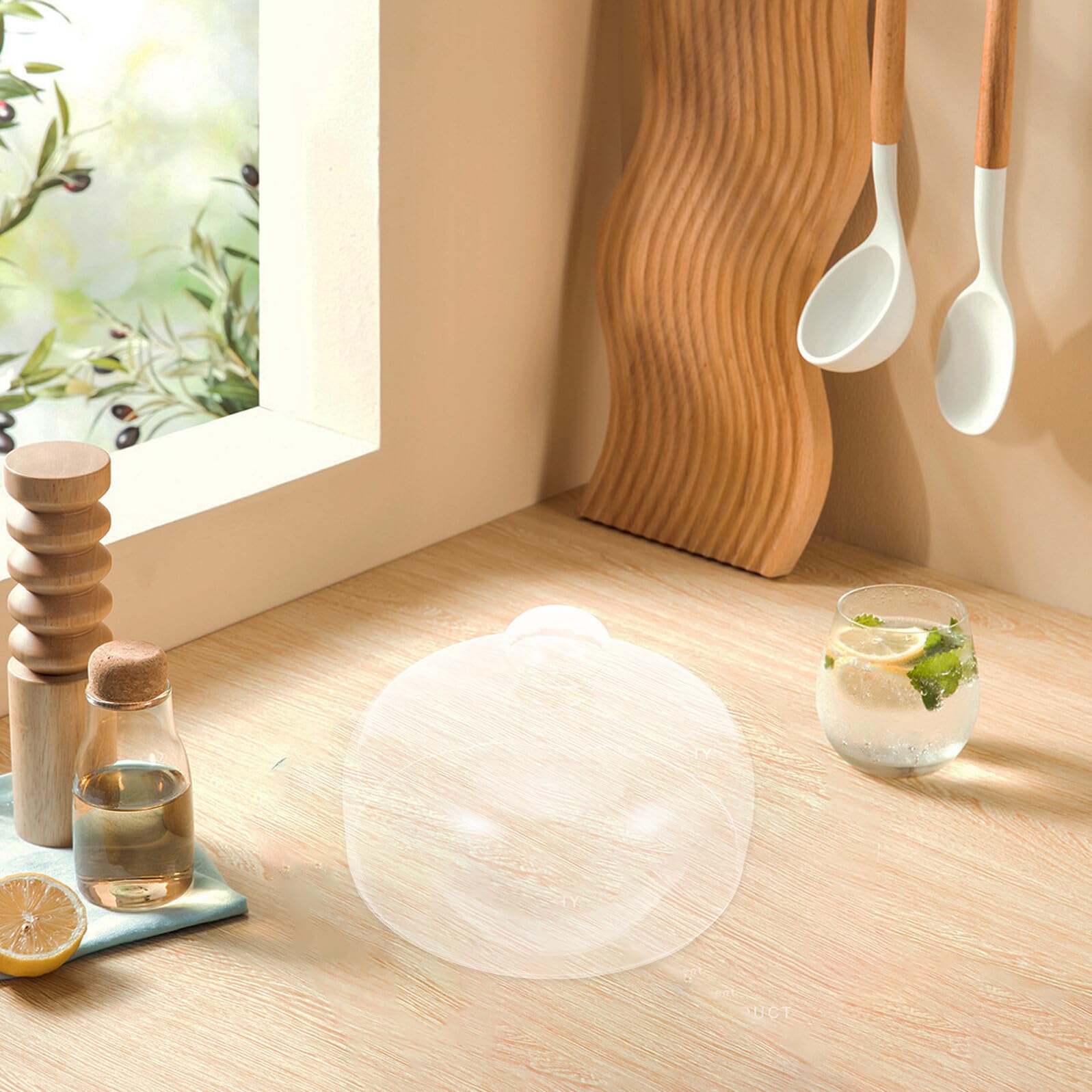 Couvercle à Gâteau en Verre Dôme Transparent, Poignée Ronde, 1 Pièce