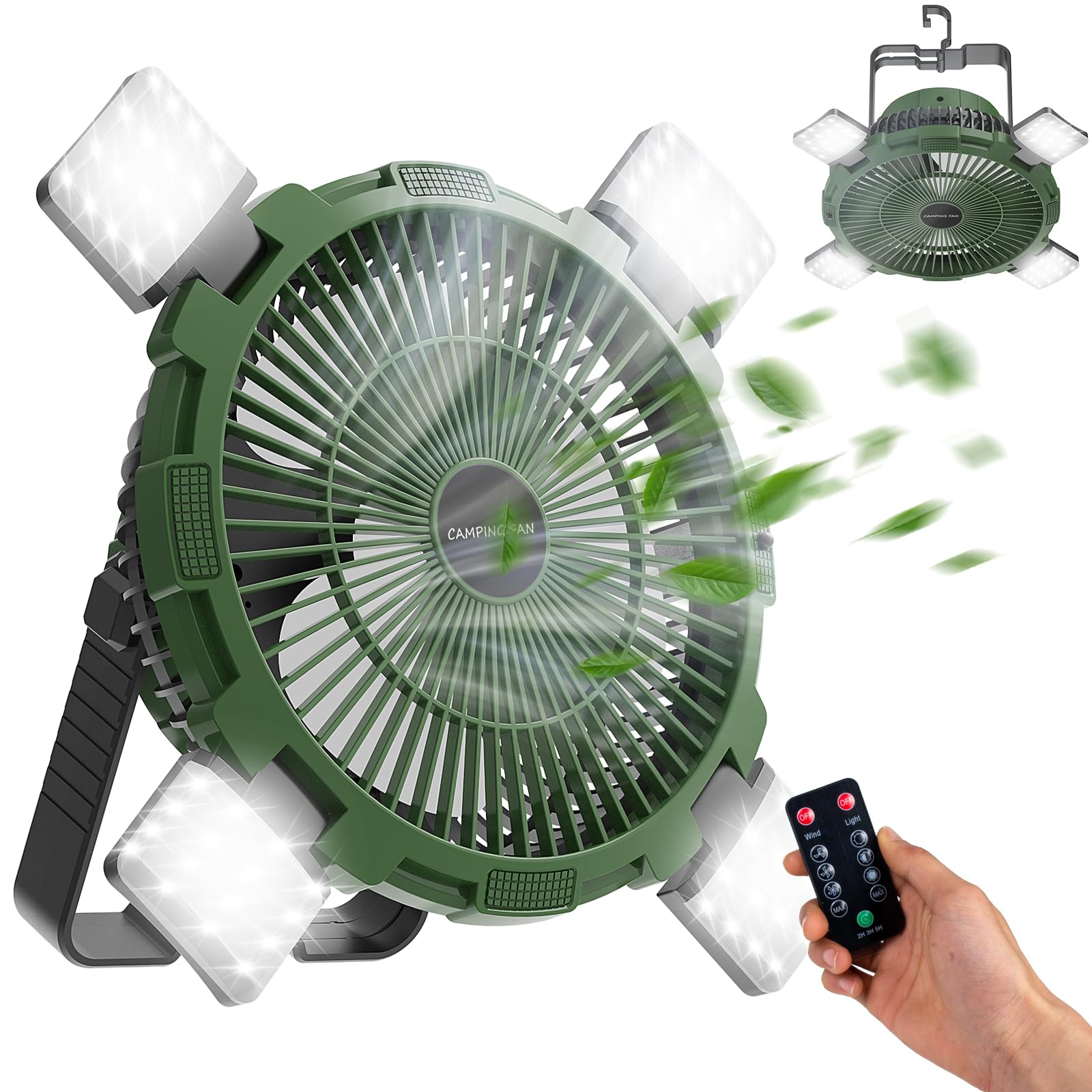 Lampe Ventilateur De Camping Vegena - 2 En 1 LED 54 Perles, 3 Vitesses, USB Rechargeable, Accroche, Pour Tente Et Extérieur