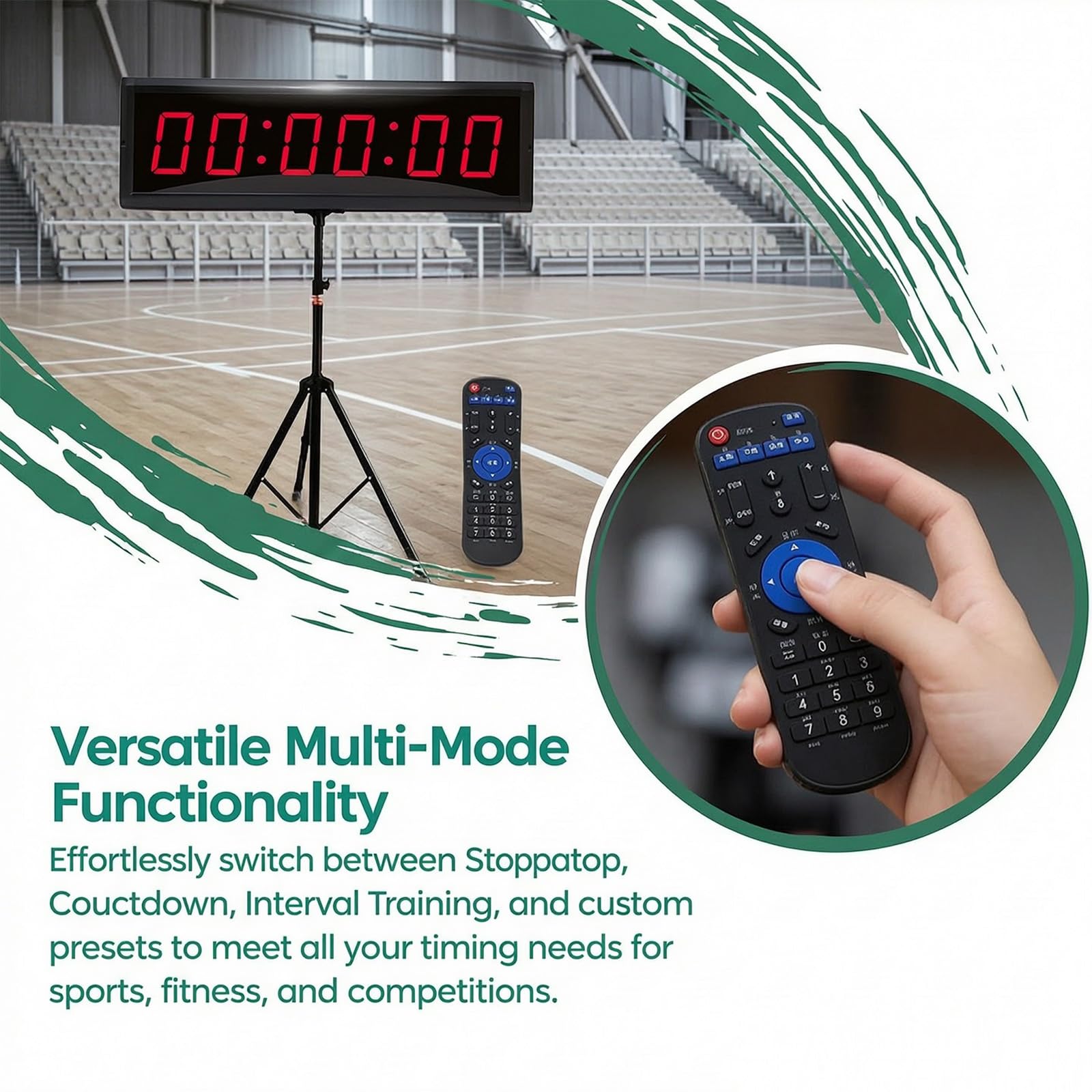 Cronómetro Digital De 1,5 Pulgadas para Carreras, Reloj De Doble Cara, Ángulo De Visión De 120°, Altura del Soporte: 65-145cm, Alcance del Control Remoto De 10m, para Promociones En Tiendas