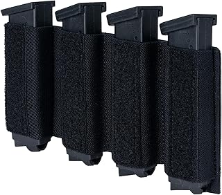 IDOGEAR Quadruple Pistol Mag Pouches 9mm Magazines Organizer Elastic Hook and Loop Insert Separate Magazine Pouch - IDOGEAR