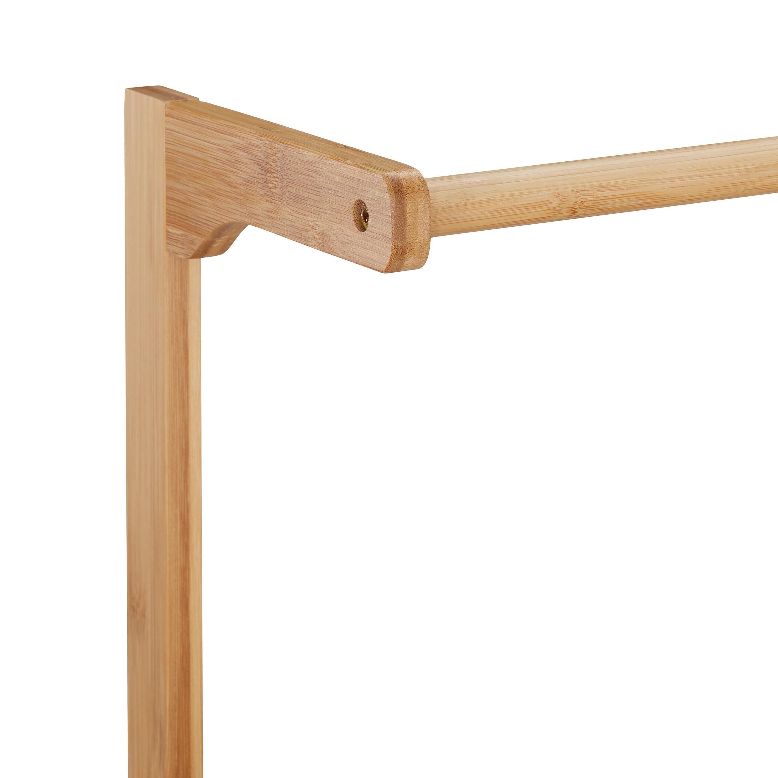 Relaxdays Scaffale Portafiori, Portavasi con 3 Ripiani e Barra di Sospensione, 145,5x100x38 cm Bambù Pieghevole, Marrone