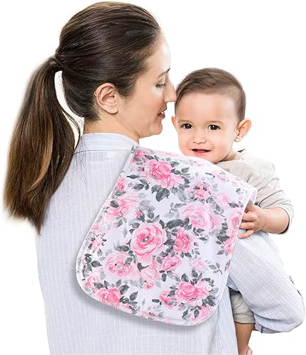 Miniatura 3 de Paños para eructos 2 en 1 y baberos para bebé, paquete de 6 paños grandes súper absorbentes de algodón suave para escupir, trapos gruesos de 3 capas