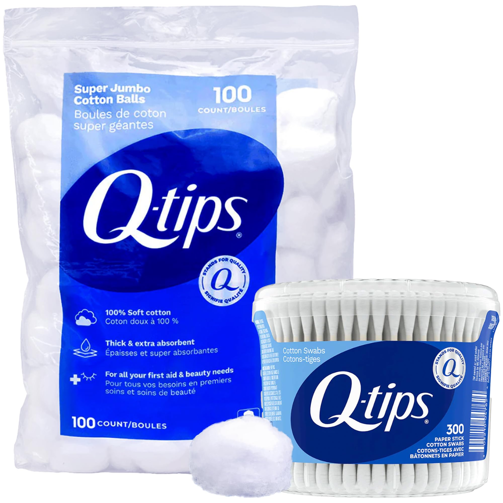 Amazon.com : Q-tips Cotton Swabs 300 Count Vanity Tub + Super