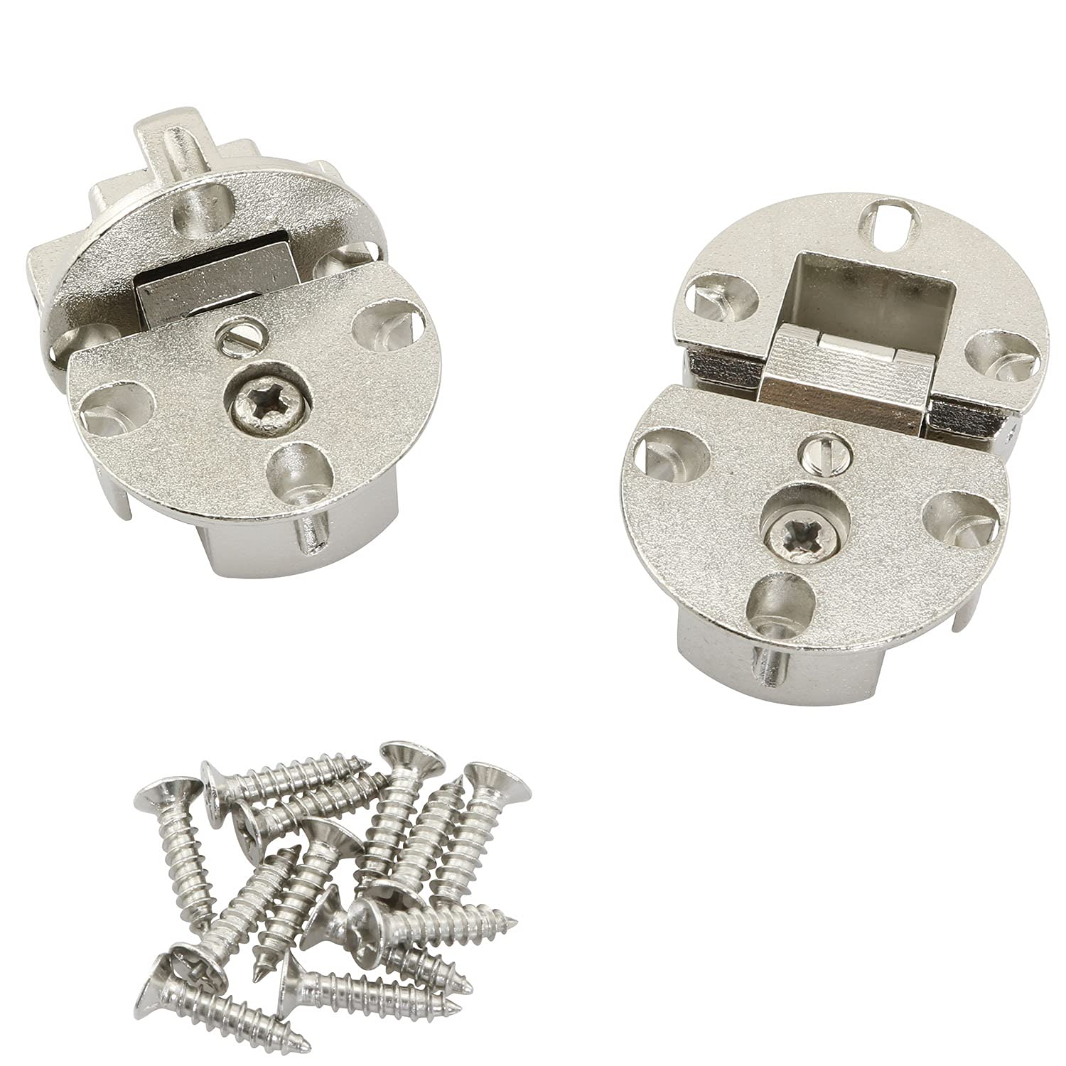 2PCS 90 Degree 3D Adjustable Flap Lid Concealed Hinge Furniture Fittings Cupboard Wardrobe Hinges for Furniture Gate Cabinet Door Folding Holder (with 12 Screws)