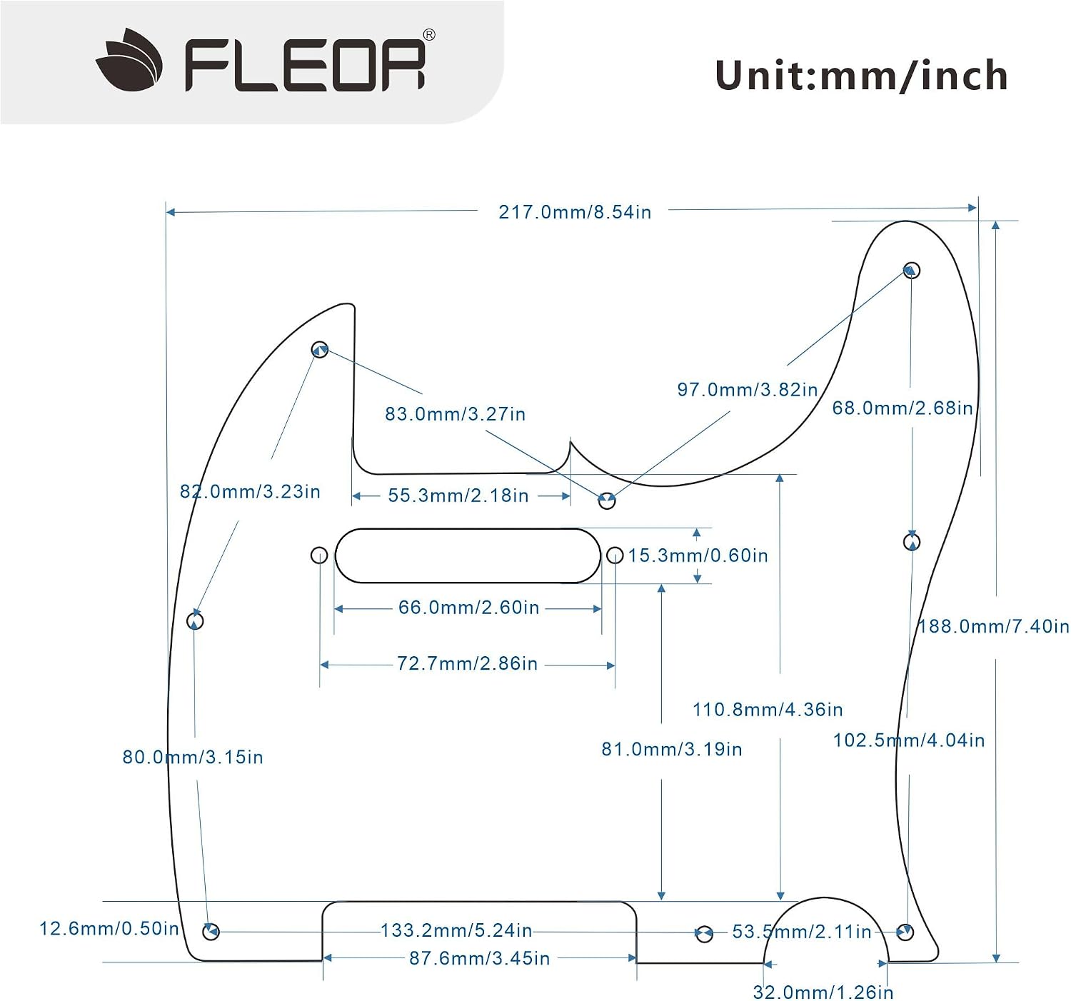 FLEOR 8 Hole TL Pickguard Scratch Plate with Pickguard Screws Set Fit USA/MX Standard TL Style Pickguard Replacement, 1Ply Black image 2