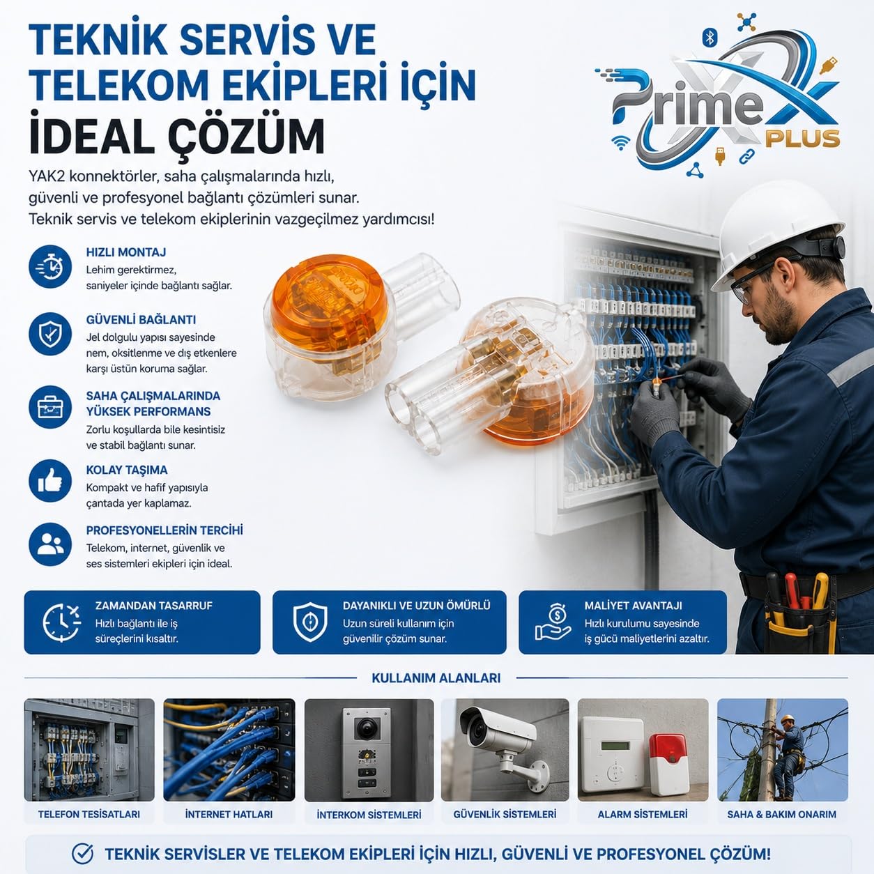 PrimeX PX-YK2 Yak2 100 Adet Yak2 Telefon Konnektör, Yak K2 Konnektör, Yak2 Kannektör, Yak K2 Boncuk