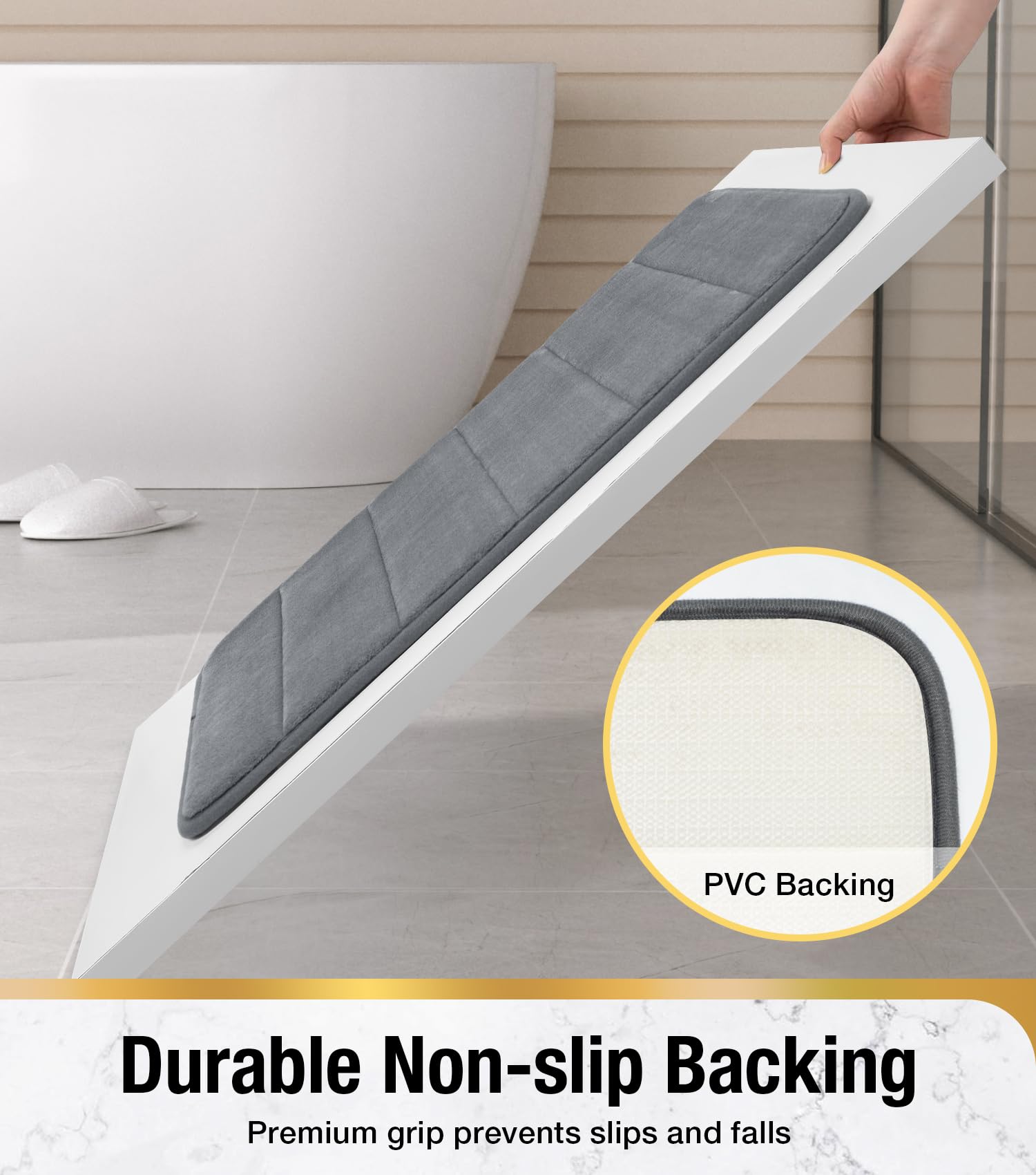 HITSLAM Tapis de Bain Antidérapant en Mousse à Mémoire de Forme, 40 x 60cm Absorbant Tapis Salle de Bain, Lavable en Machine, Séchage Rapide, Doux et Confortable, Gris Foncé