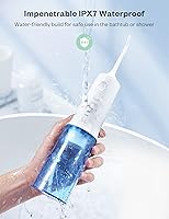 Vista 5 de Irrigador dental profesional de 10.8 fl oz, tanque inalámbrico, portátil, recargable IPX7, impermeable, 4 modos, con tanque de agua limpiable
