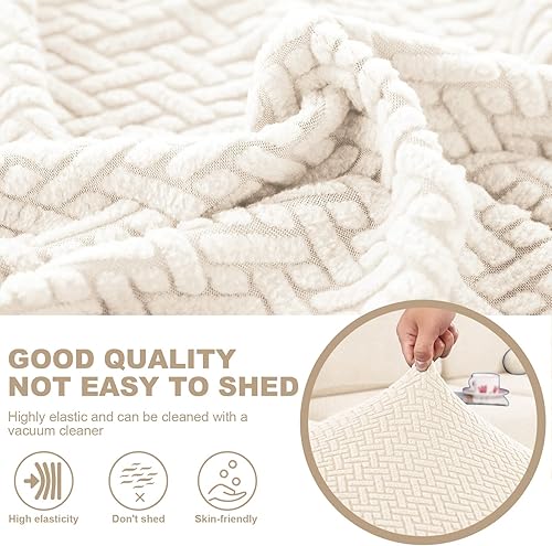 Miniatura 3 de ShowyLive Funda de sofá universal resistente al desgaste 2024, tejido blanco (cubierta trasera L)
