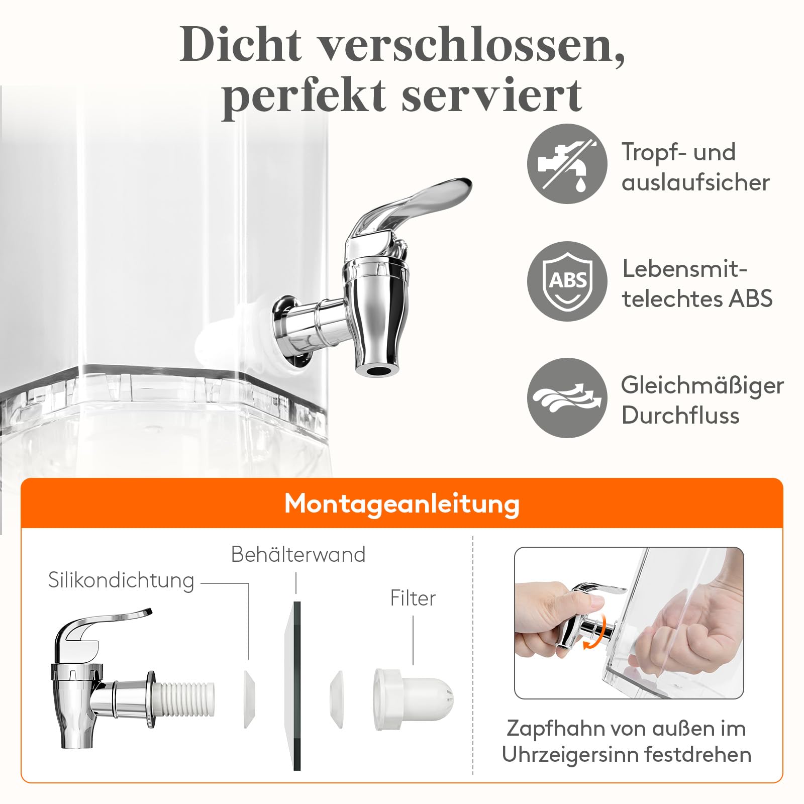 Lifewit 2 x6L Getränkespender mit Zapfhahn Eiszylinder Schilder, Kunststoff | Beverage Dispenser für Cocktails Saft Wasser Tee Getränke, Limonadenspender mit Kühlung für Partys Hochzeit Buffet, 39x16cm