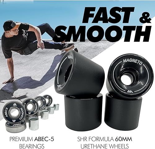 Miniatura 4 de Magneto - Patineta Completa  70 x 19 cm  Madera de Arce Canadiense  Ruedas de Uretano de 60 MM  Tabla de Doble Patada Cóncava  Patineta Cruiser para