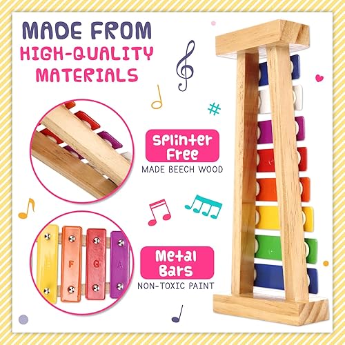 Miniatura 5 de Xilófono para niños mejor regalo de cumpleaños y día festivo para tus pequeños músicos, juguete musical con mazos seguros para niños, instrumento
