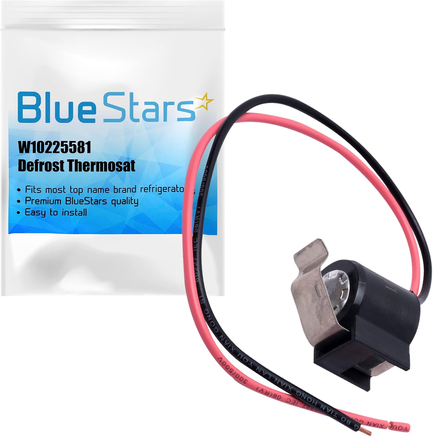 (2023 Update) W10225581 Refrigerator Bimetal Defrost Thermostat Replacement by BlueStars - Exact Fit for Whirlpool Kenmore - Replaces WPW10225581 PS11750673 AP6017375 2188824 2321799 W10260437
