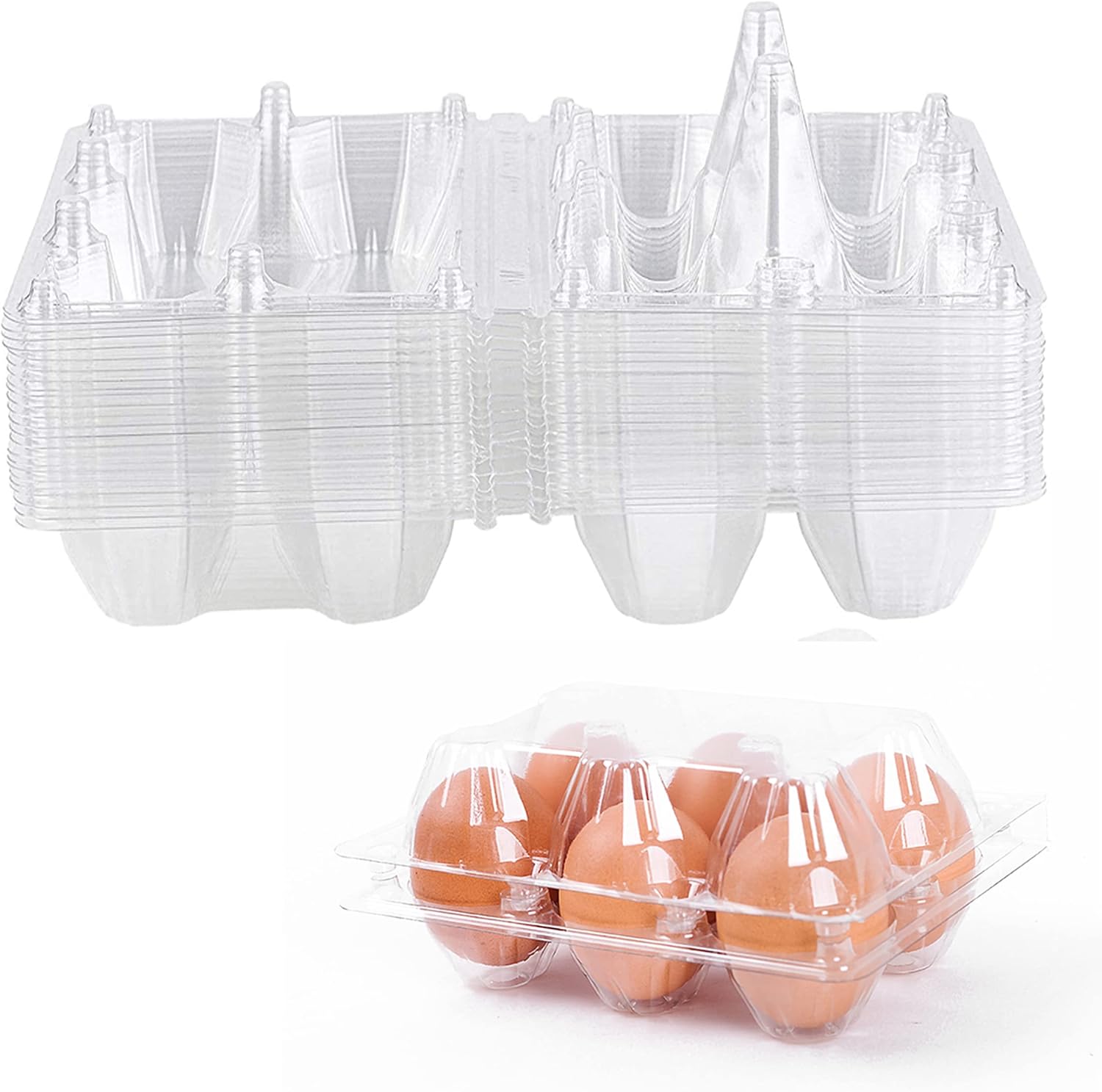 6 Count Egg Cartons Cheap Bulk 15 Pack,100 Recyclable Plastic Egg