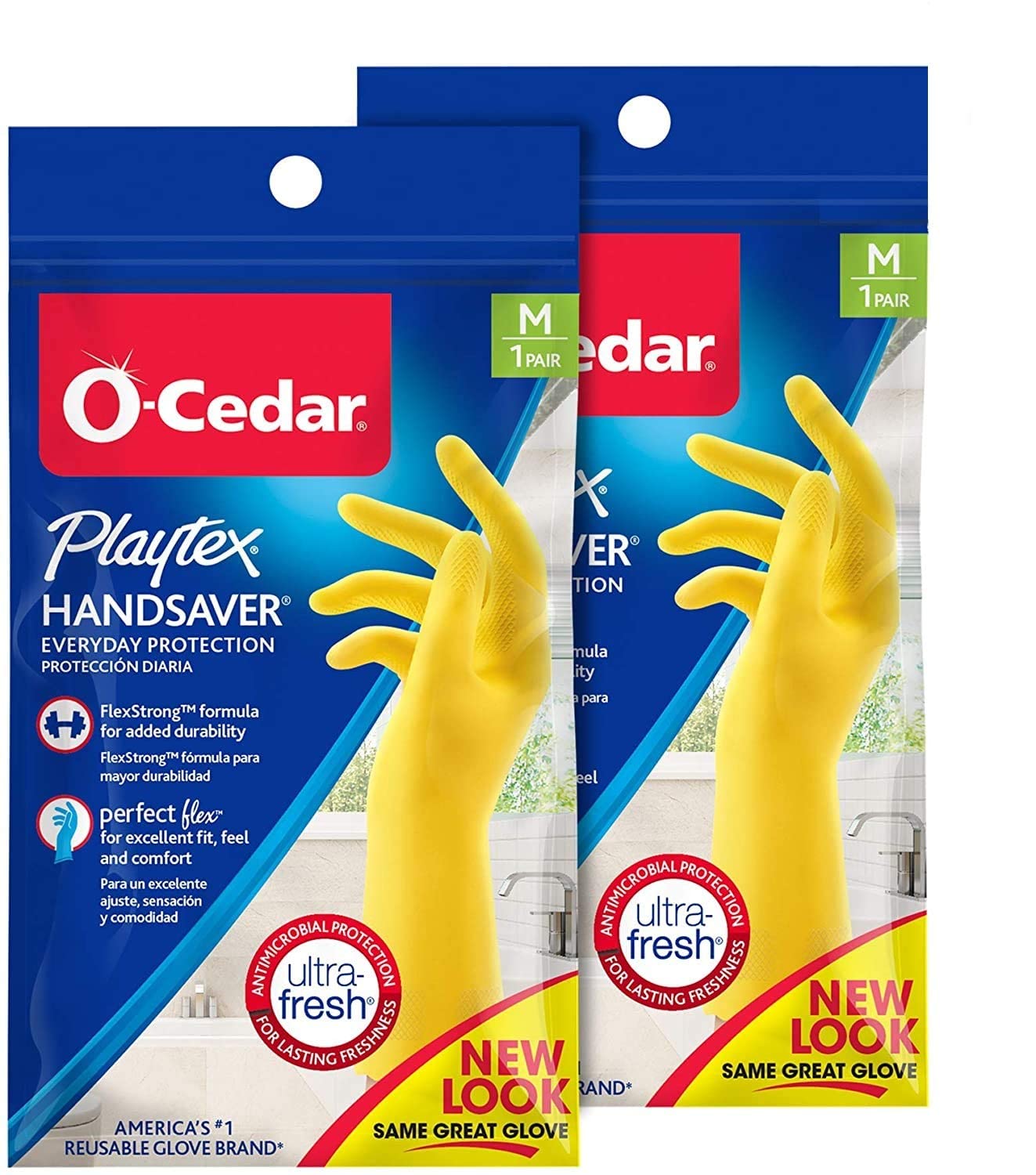 PLAYTEX HandSaver Rubber Gloves for Kitchen and Household Cleaning (2 Pairs)