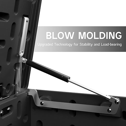 Vista 75 de Patiowell Caja de resina de 100 galones, caja de almacenamiento grande impermeable para muebles de patio y herramientas de jardín, color negro