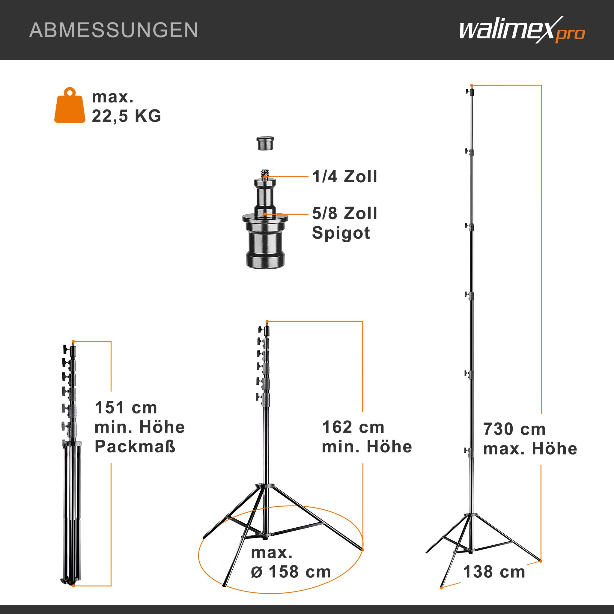 Walimex pro Air Jumbo 730 Trípode para lámpara 730 cm