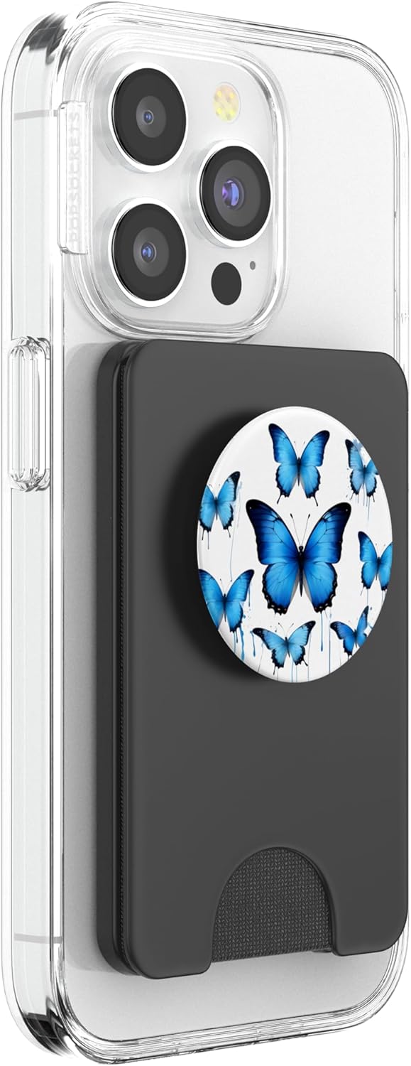 Cute Blue Butterflies PopSockets PopWallet for MagSafe