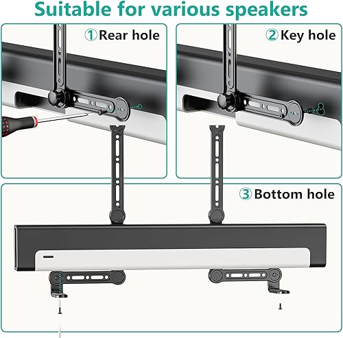 Miniatura 6 de WALI Soporte de barra de sonido debajo o encima del televisor, soporte de montaje universal para barra de sonido para barras de sonido de hasta 33