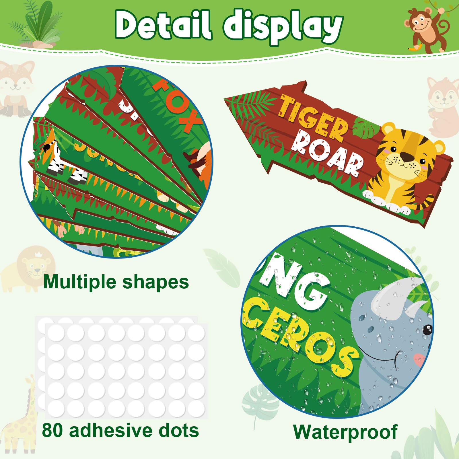 24 Stück Safari Party Schild für Willkommen im Dschungel Safari Thema Party Dekorationen Wildtier Richtungsschilder für Zoo Tier Thema Geburtstag Party Karneval Party Supplies
