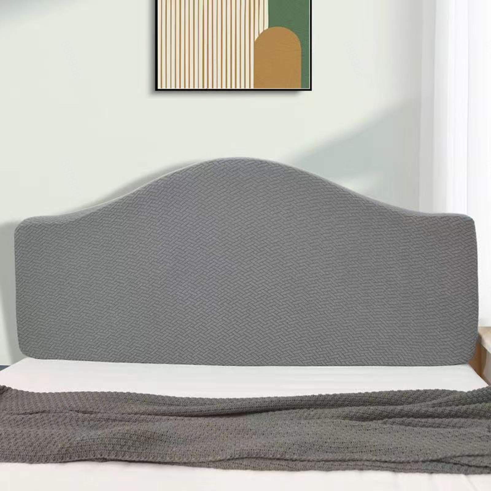 Ljqaizyl Darkgrayc Stretch Headboards Cover/Slipcover Single/King/Double Bed Headboard Protector Grey Backrest Cover All-Inclusive Curved Universal Bed Board Slip Cover Wood Leather Dust Cover ,-160Cm-180Cm