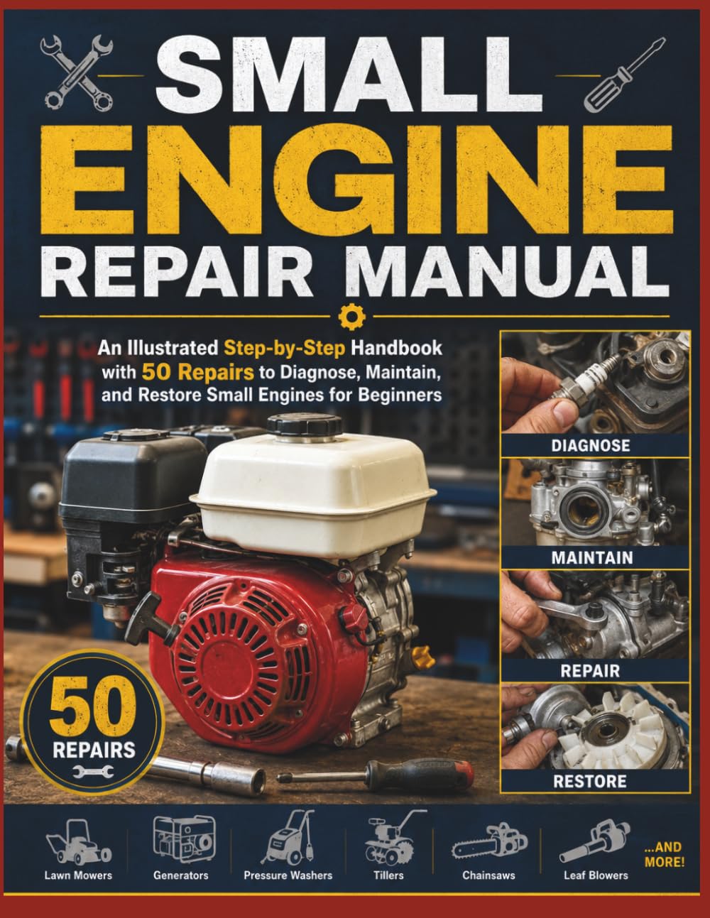 Small Engine Repair Manual: An Illustrated Step-by-Step Handbook with 50 Repairs to Diagnose, Maintain, and Restore Small Engines for Beginners