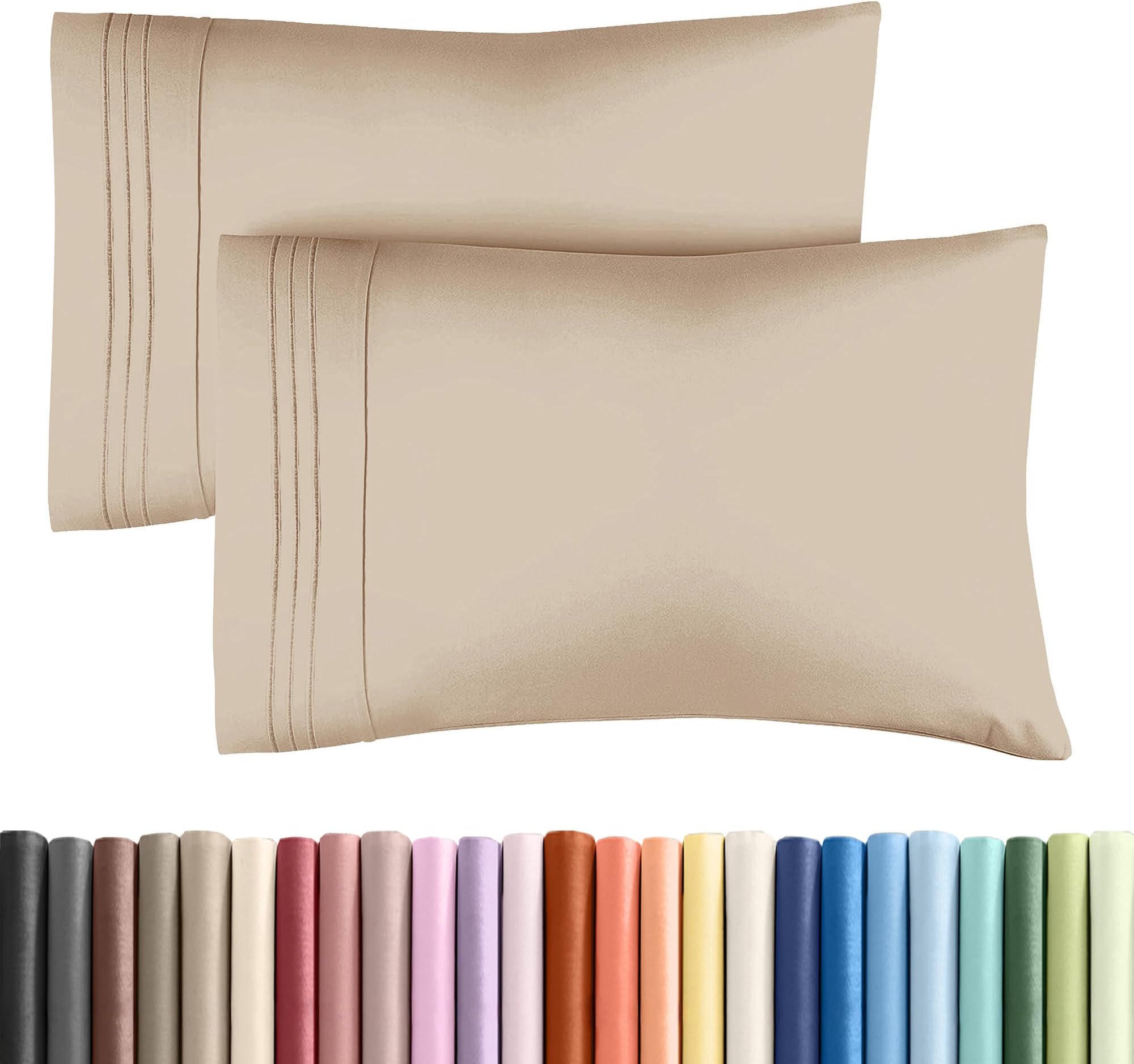 King Pillow Cases Set of 2 - Ultra Soft Hotel Quality Pillowcase Covers - Comfy, Cozy & Wrinkle Free - Shrinkage, Stain and Fade Resistant - Machine Washable Pillow Protectors - 2 Piece Set - Cream