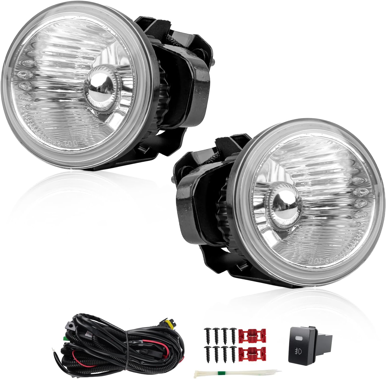 RP Remarkable Power, Fog Lights Fit For 2002-2004 Altima/2003-2007 Murano/ 2003-2005 FX35& FX45 Clear Lens Driving Bumper Fog Lamps with Wiring Harness& Switch Assembly -FL7061
