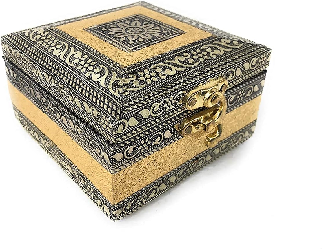 SIXFIRE® Handicraft Jewelry Box, Wedding Box, wood Jewelry Box, Gold, Jewelry Box for Women, Modern design,